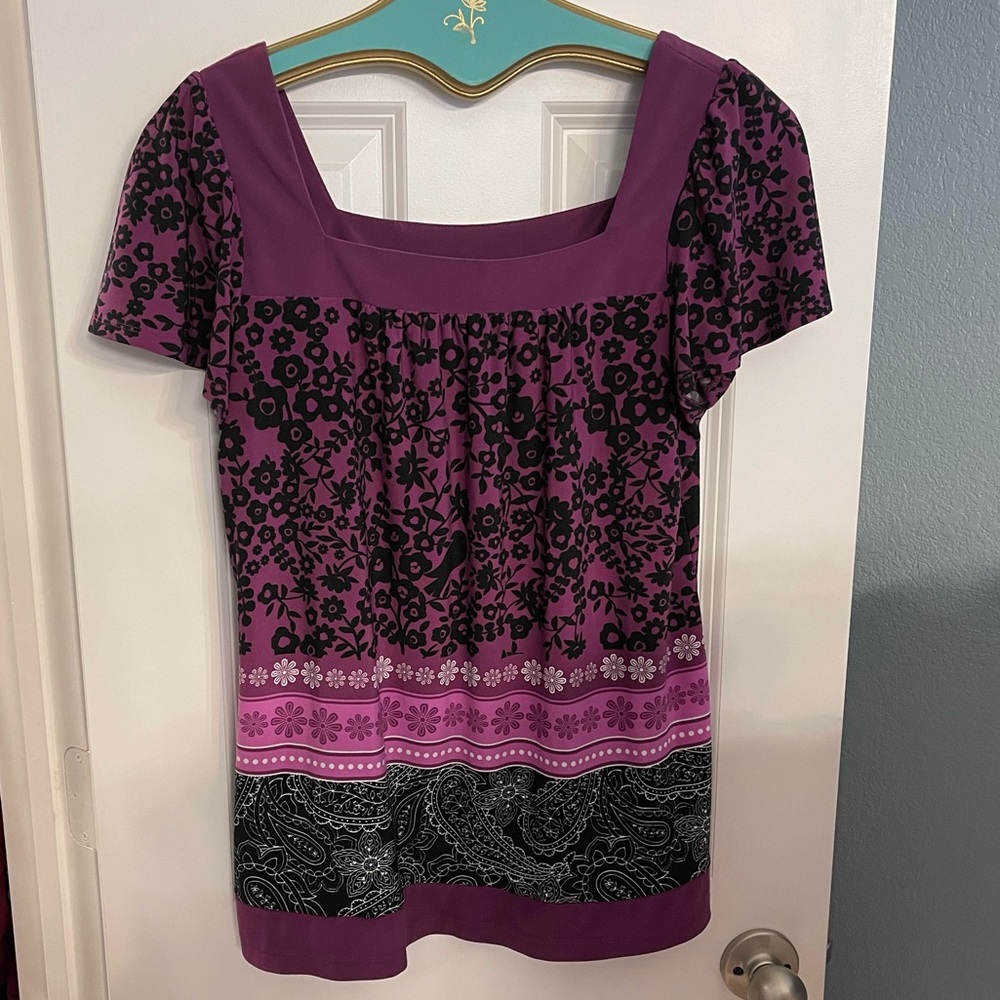 Cato Floral Short Sleeve Blouse